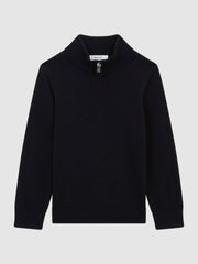 3-9 yrs Merino Wool Zip-Neck Jumper Navy | Children & Baby