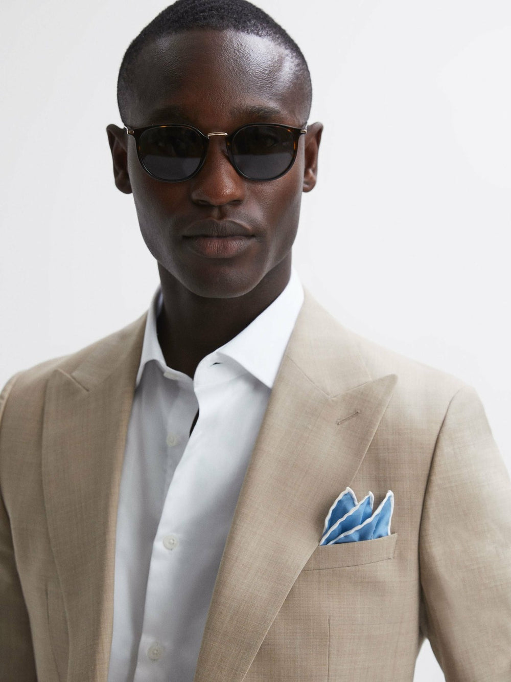 Plain Silk Pocket Square Soft Blue | Men