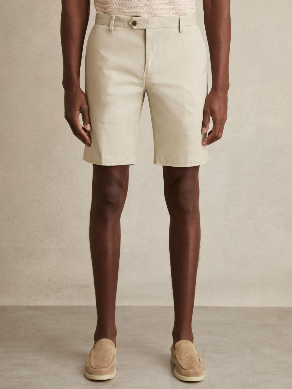 Cotton Chino Shorts With Stretch Stone | Men