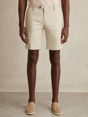 Cotton Chino Shorts With Stretch Stone | Men
