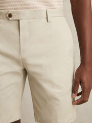 Cotton Chino Shorts With Stretch Stone | Men
