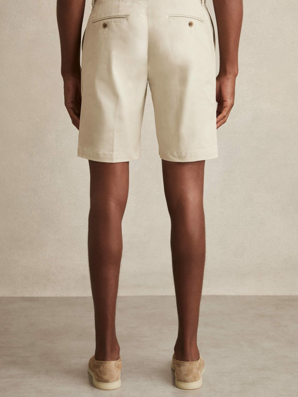 Cotton Chino Shorts With Stretch Stone | Men