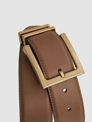 Leather Square Buckle Belt Camel/Taupe | Women