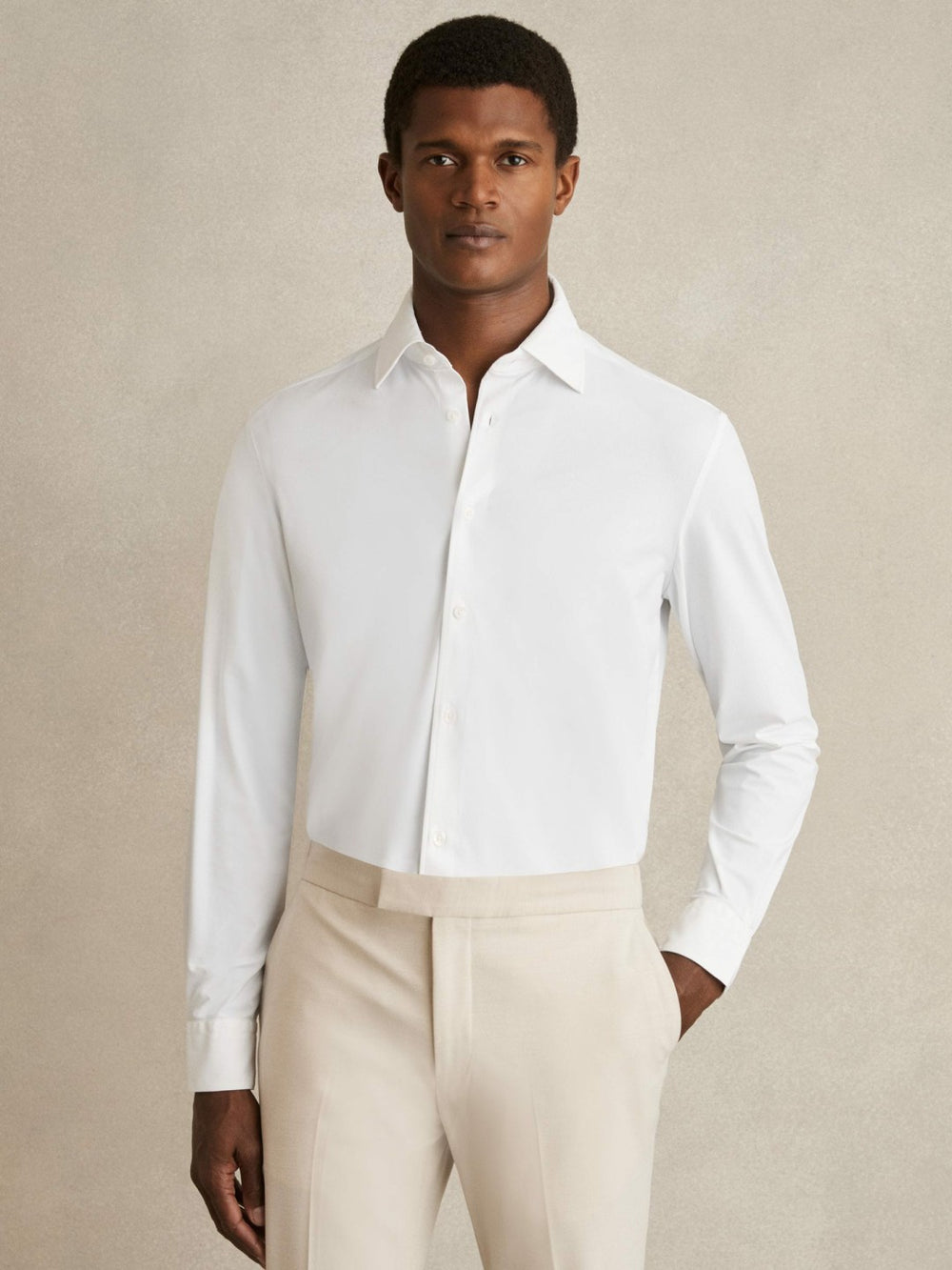 Regular Fit Button-Through Travel Shirt White | Men