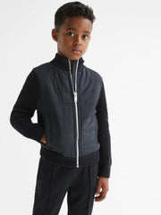 9-14 yrs Hybrid Zip Through Quilted Jacket Navy | Children & Baby