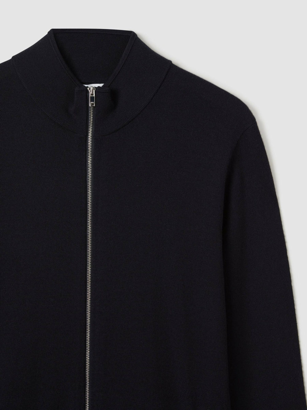 Merino Wool Zip-Through Cardigan Navy | Men