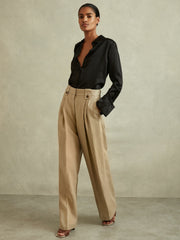Petite Silk Double-Cuff Button-Through Shirt Black | Women