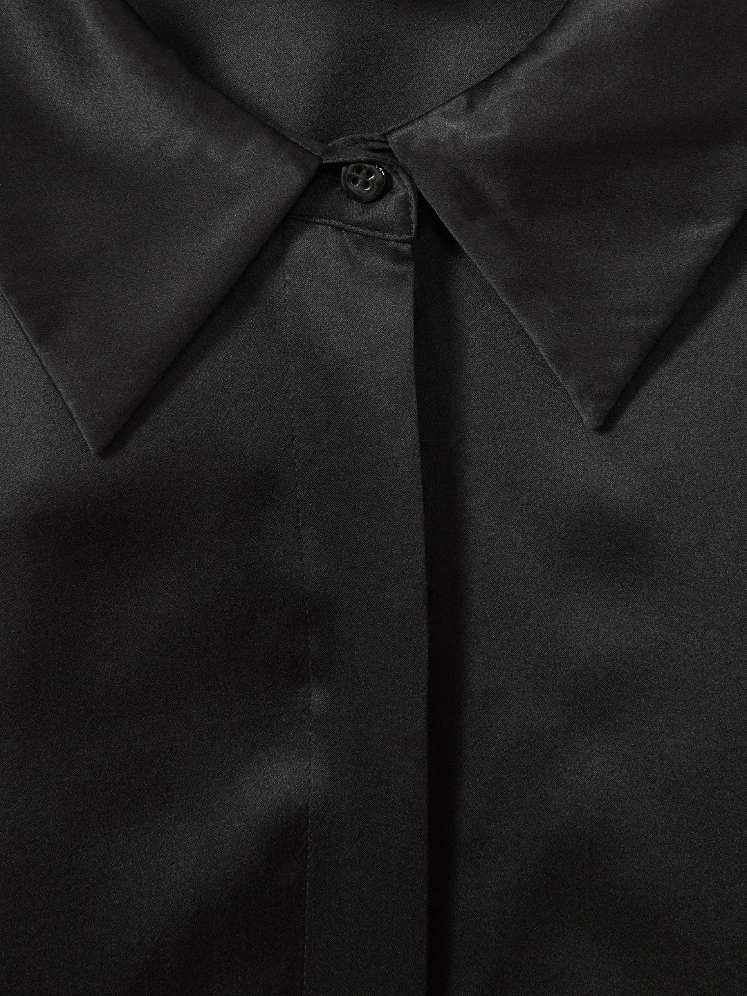Petite Silk Double-Cuff Button-Through Shirt Black | Women