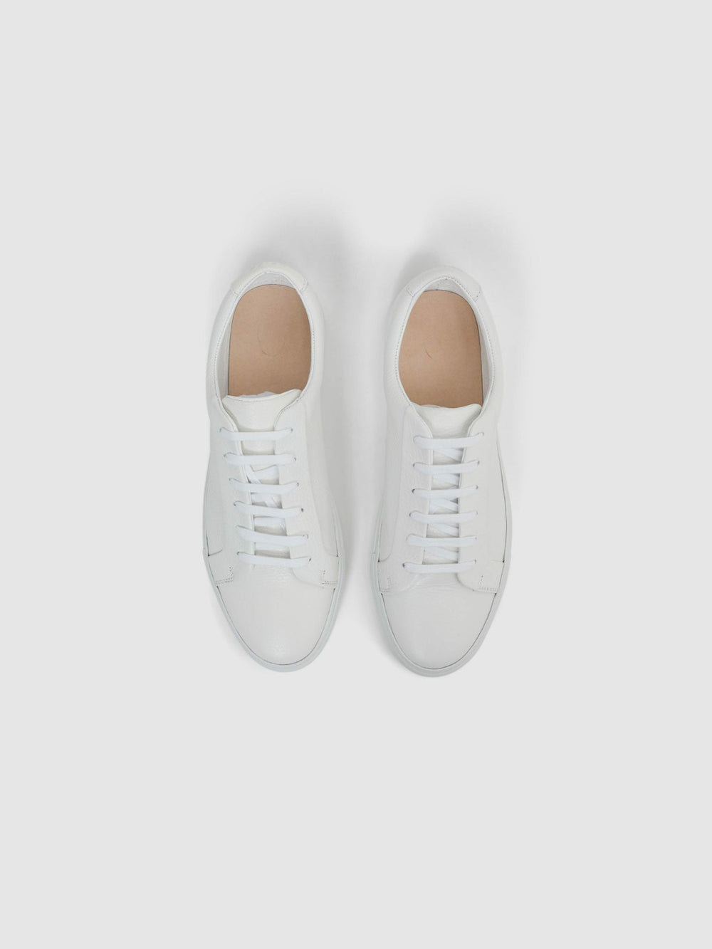 Tumbled-Leather Low-Top Trainers White | Men