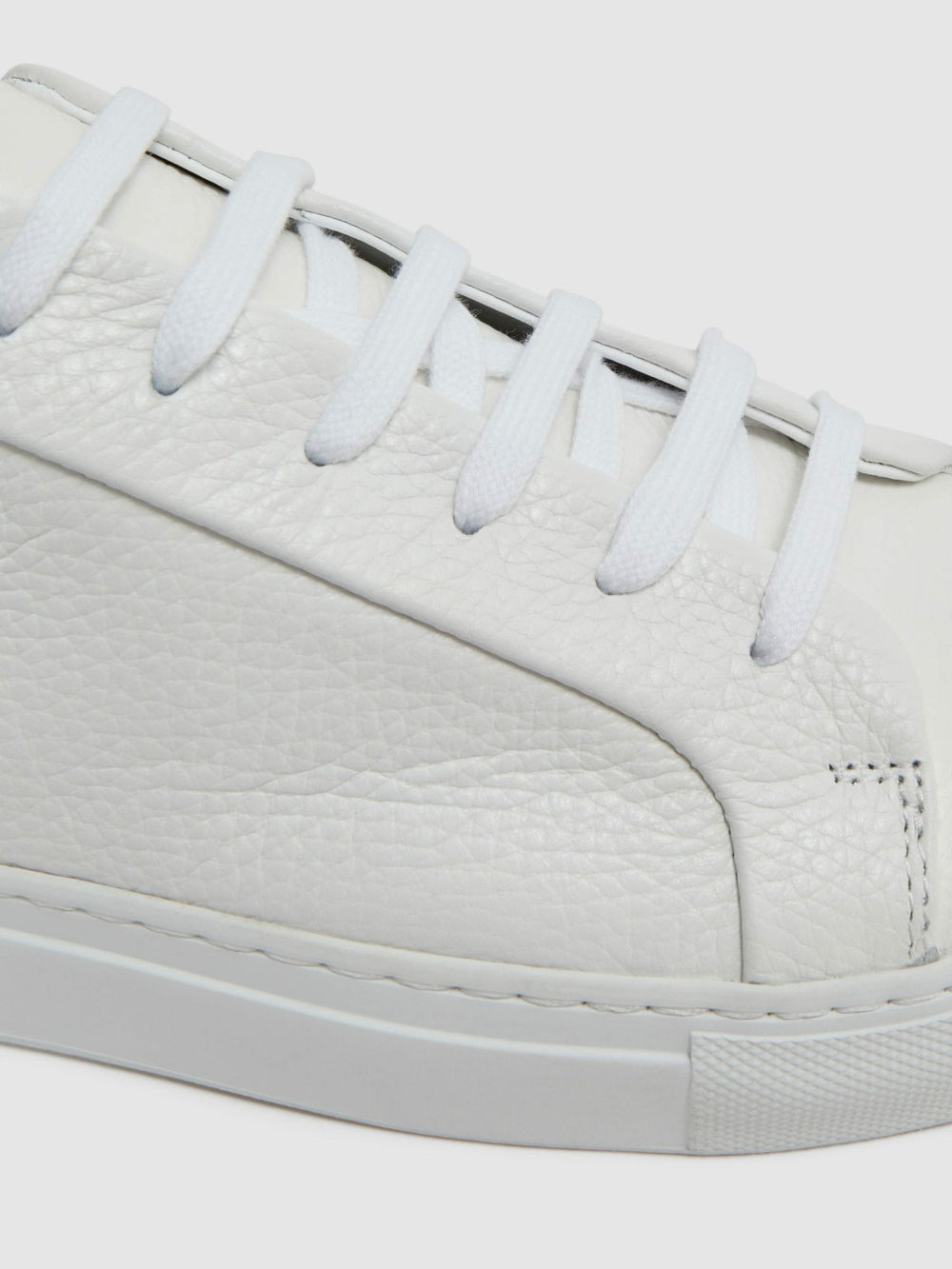 Tumbled-Leather Low-Top Trainers White | Men