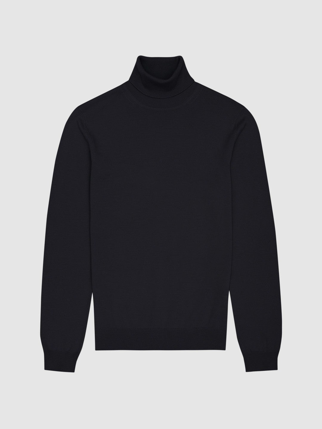 Slim Fit Merino Wool Roll Neck Jumper Navy | Men