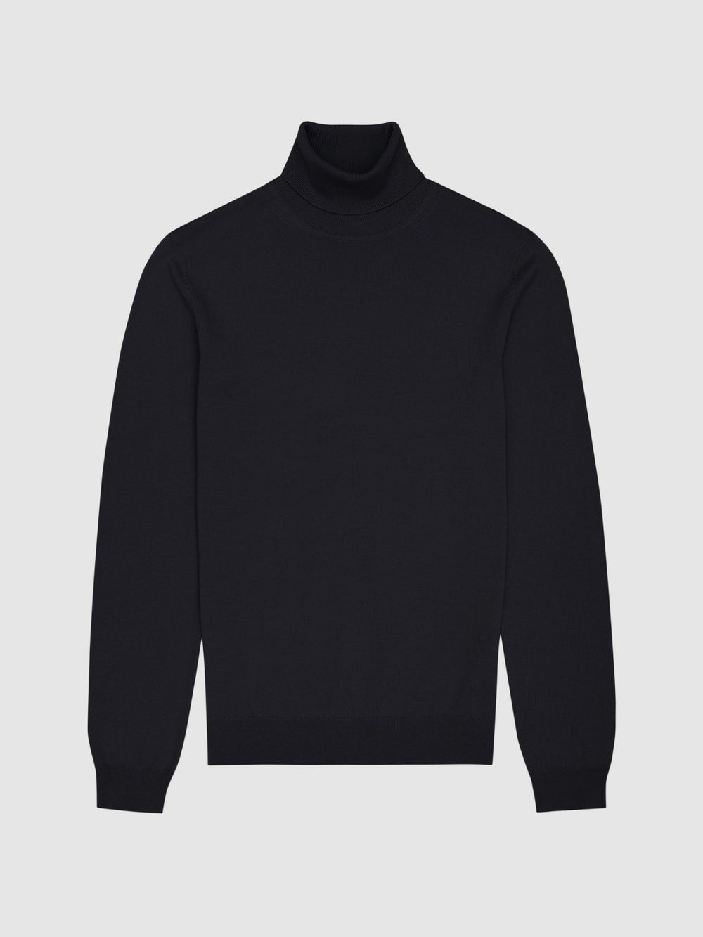 Slim Fit Merino Wool Roll Neck Jumper Navy | Men
