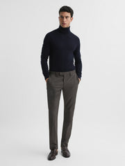Slim Fit Merino Wool Roll Neck Jumper Navy | Men