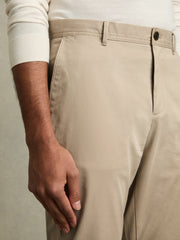 Slim Fit Washed Cotton Blend Chinos Stone | Men