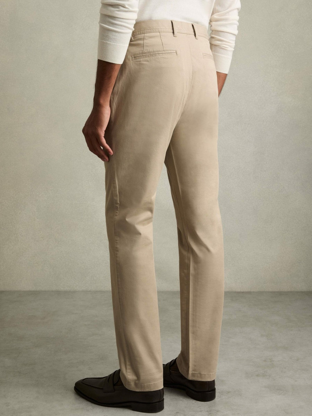 Slim Fit Washed Cotton Blend Chinos Stone | Men