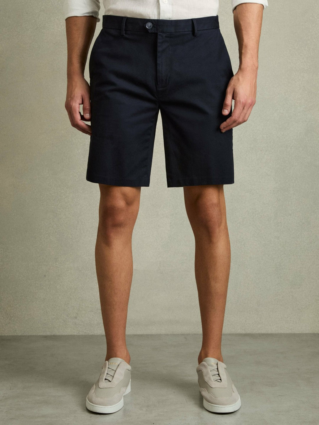 Cotton Chino Shorts with Stretch Navy | Men