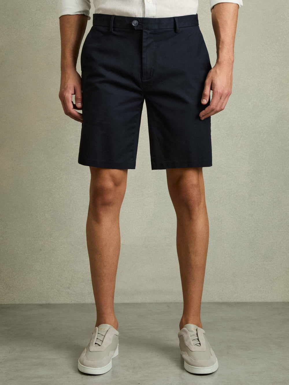 Cotton Chino Shorts with Stretch Navy | Men