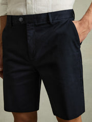 Cotton Chino Shorts with Stretch Navy | Men