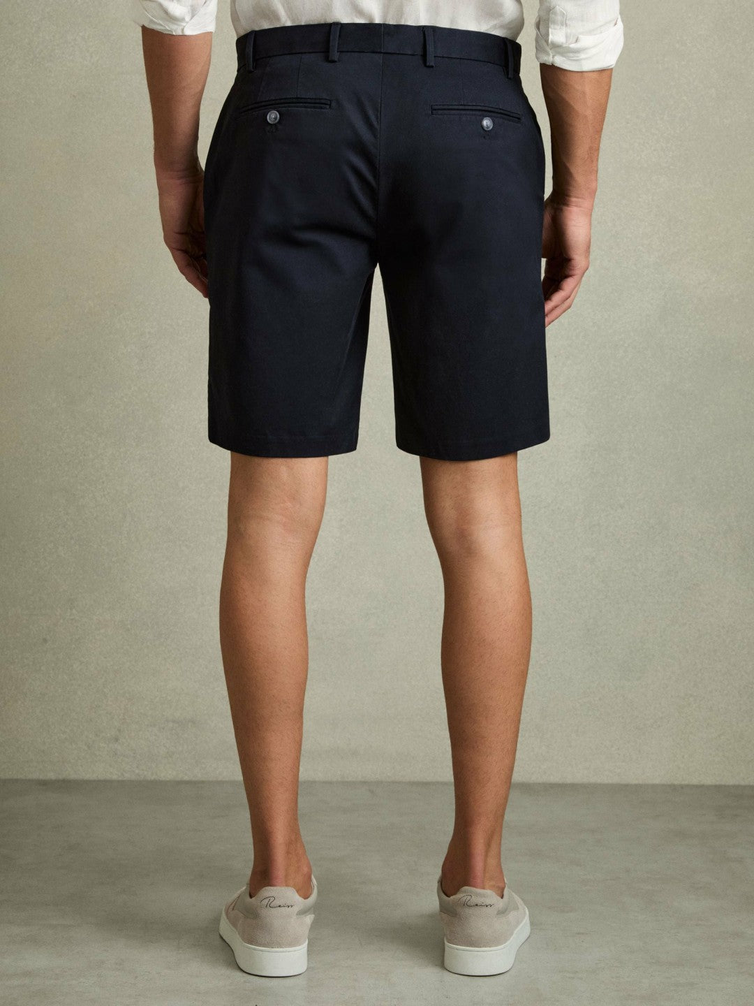 Cotton Chino Shorts with Stretch Navy | Men