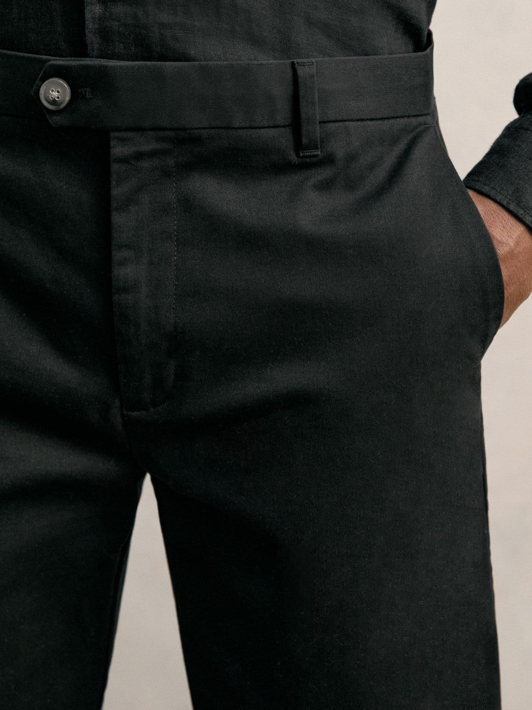 Cotton Chino Shorts with Stretch Black | Men