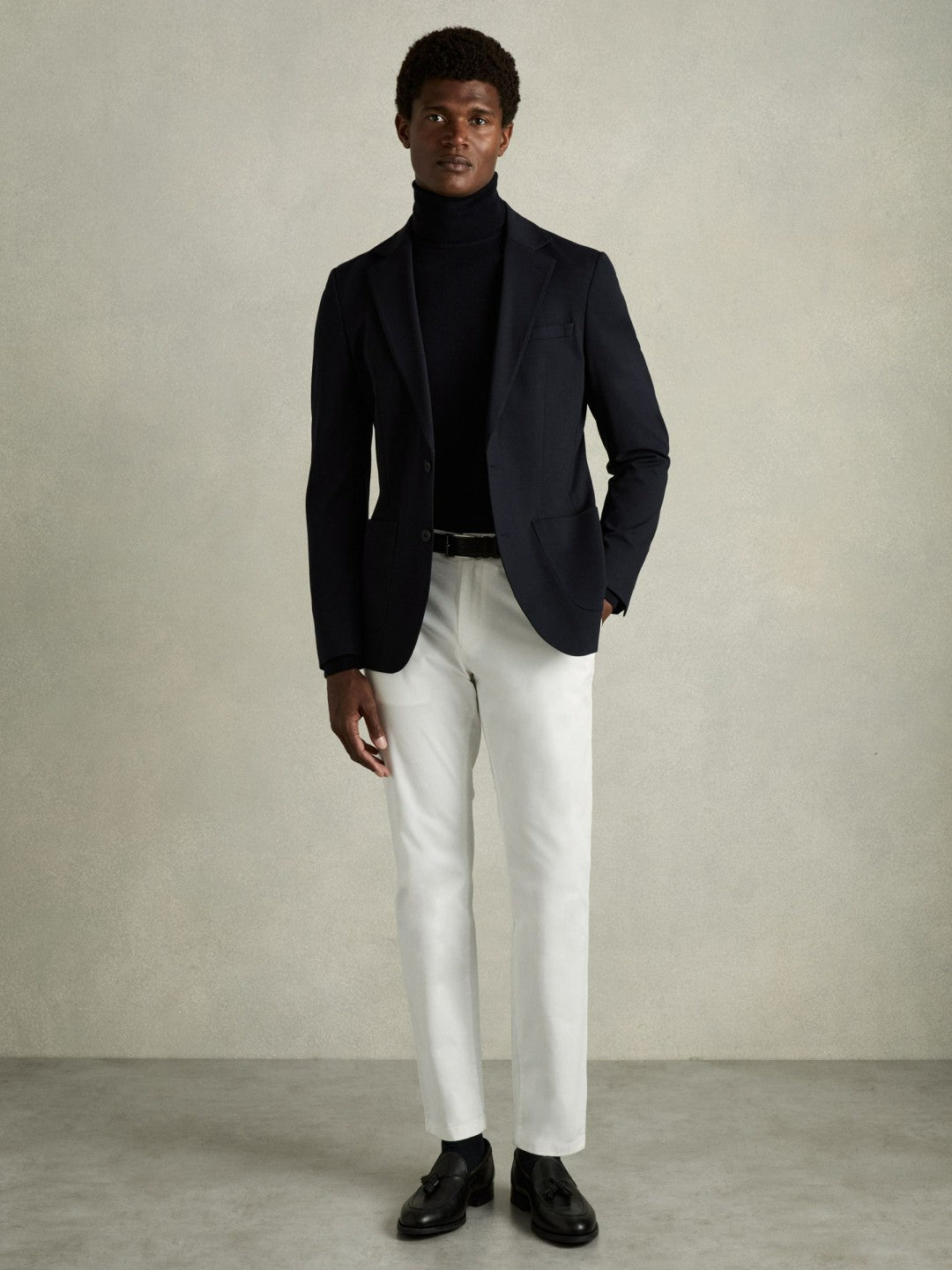 Slim Fit Washed Cotton Blend Chinos White | Men