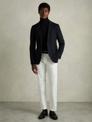 Slim Fit Washed Cotton Blend Chinos White | Men
