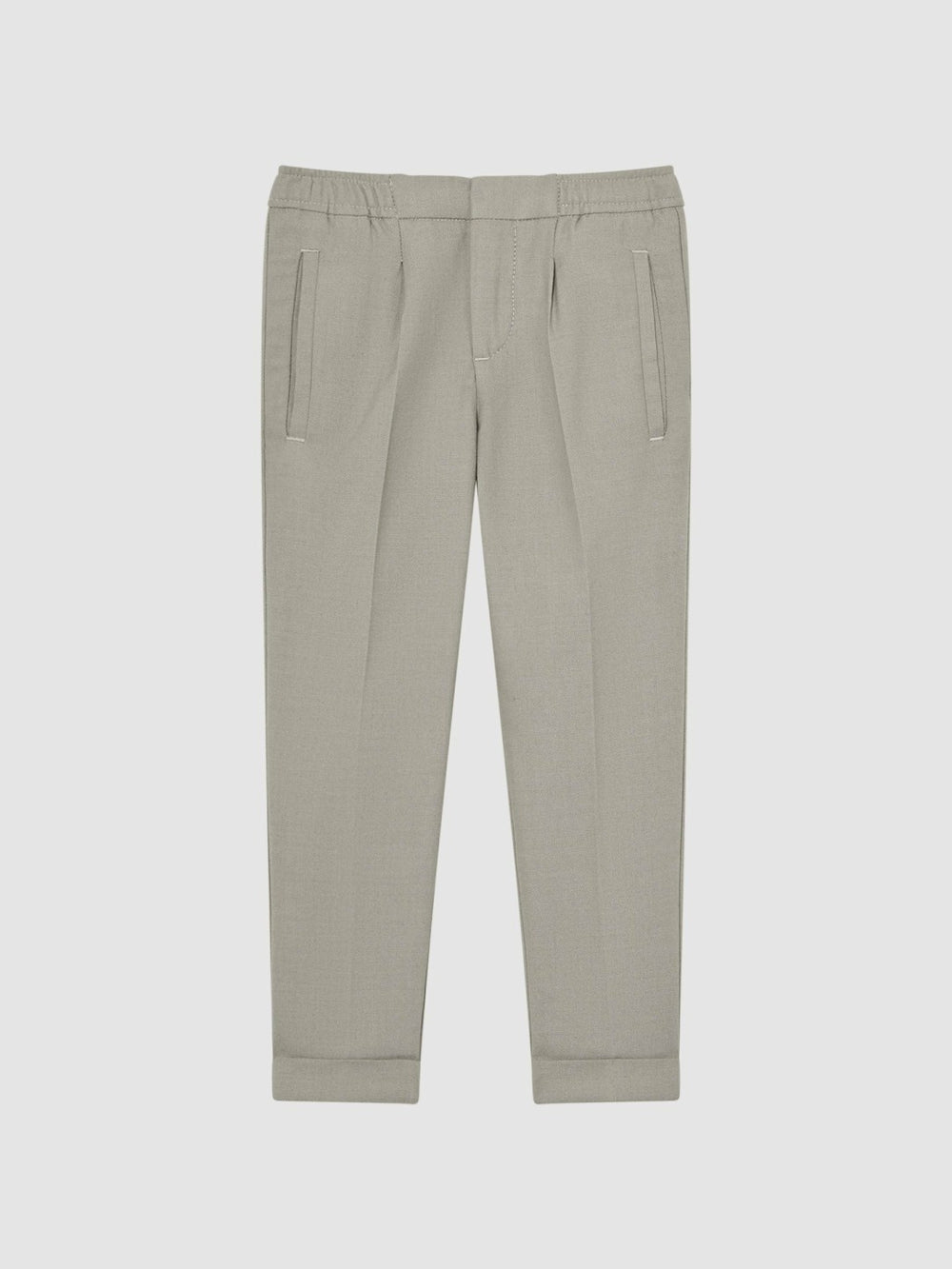 9-14 yrs Relaxed Elasticated Trousers with Turn-Ups Taupe | Children & Baby
