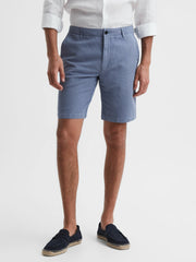 Cotton-Linen Blend Shorts Airforce Blue | Men