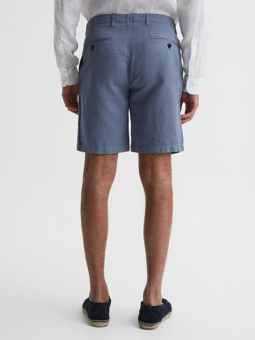Cotton-Linen Blend Shorts Airforce Blue | Men