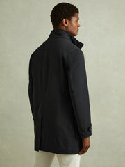 Hybrid Removable Funnel Neck Overcoat Navy | Men
