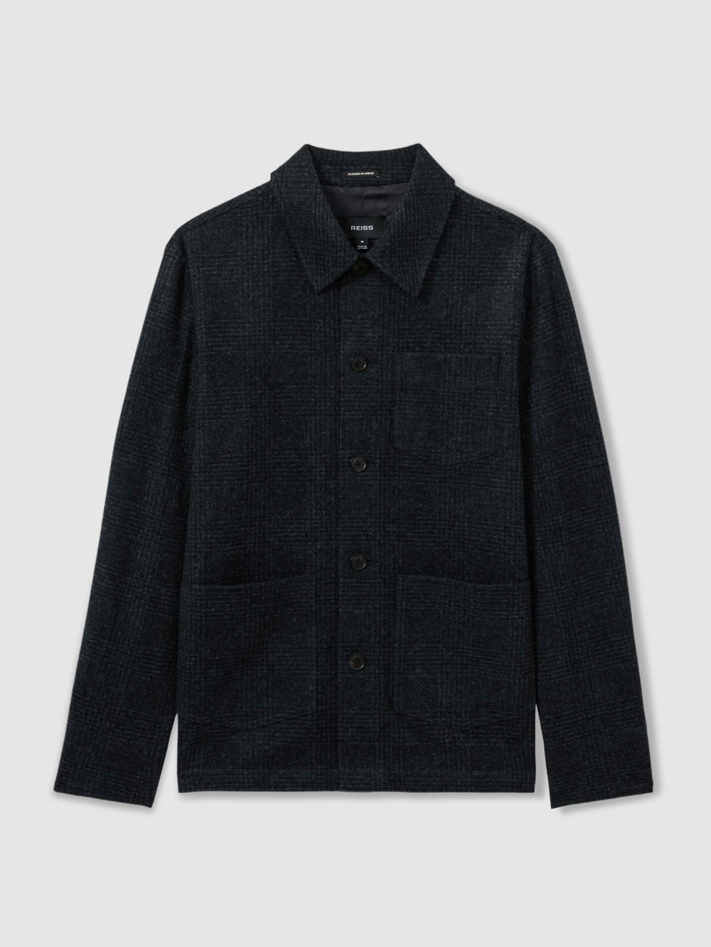 Checked Button Through Worker Jacket Navy Melange | Men