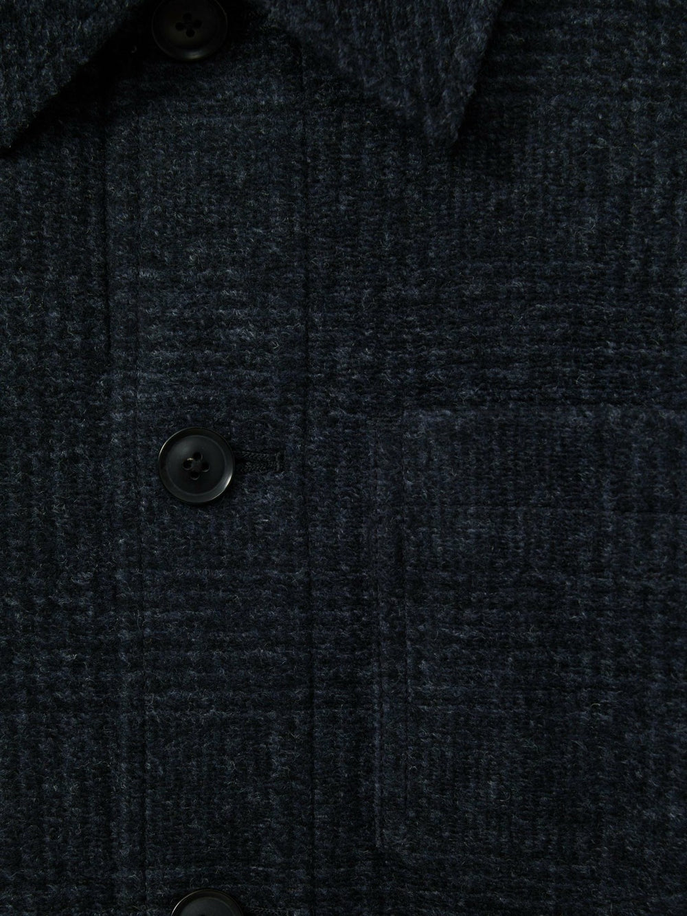 Checked Button Through Worker Jacket Navy Melange | Men