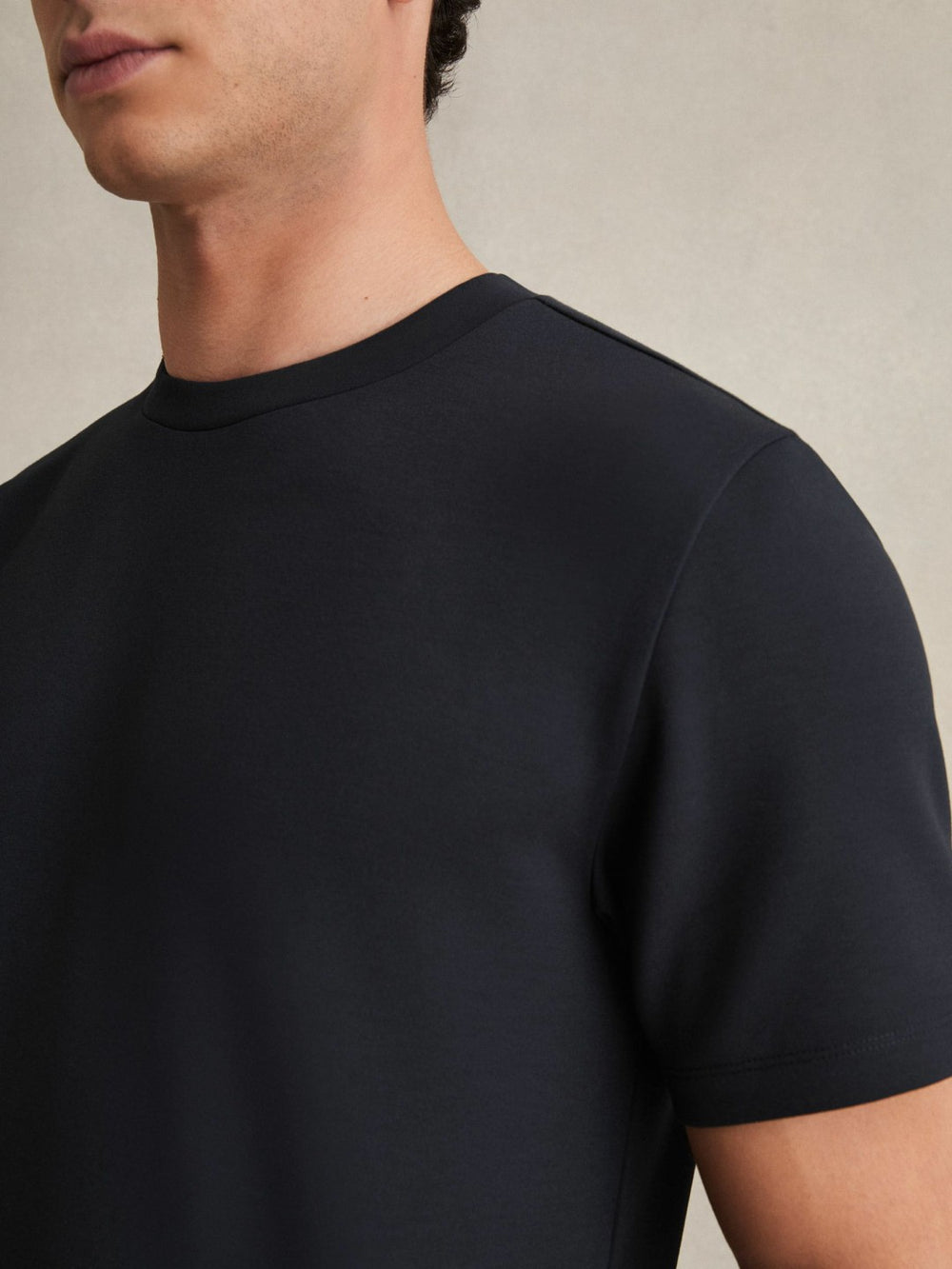 Interlock Jersey Crew Neck T-Shirt Navy Blue | Men