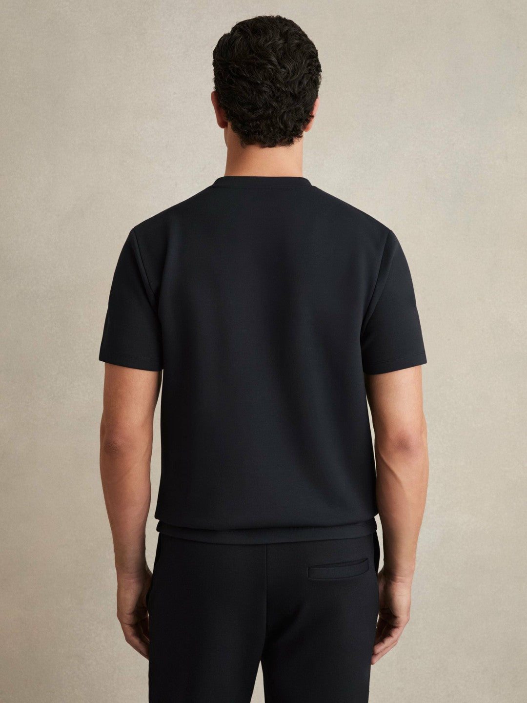 Interlock Jersey Crew Neck T-Shirt Navy Blue | Men