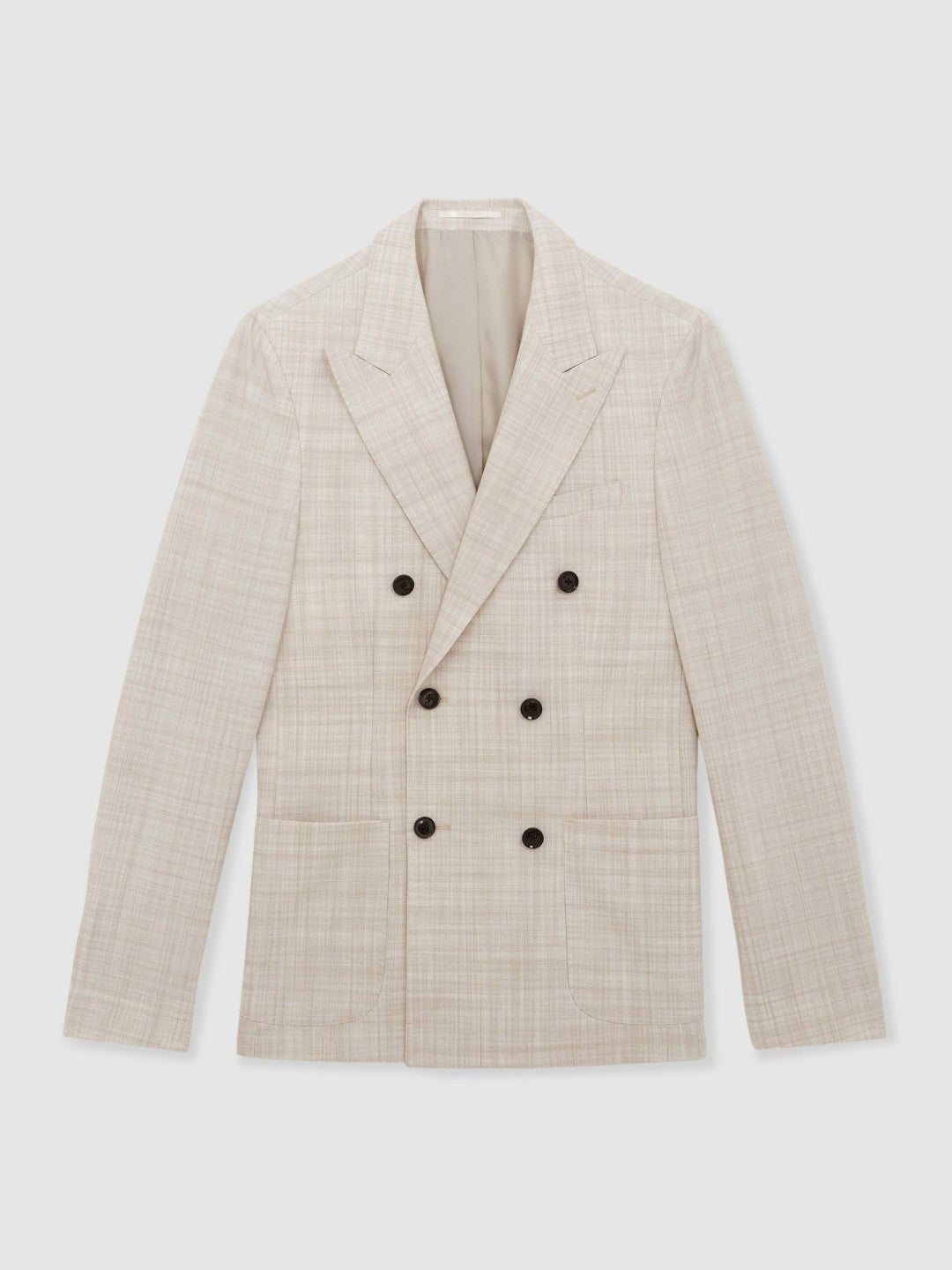 Double-Breasted Check Suit Blazer Regular-Fit Stone | Men