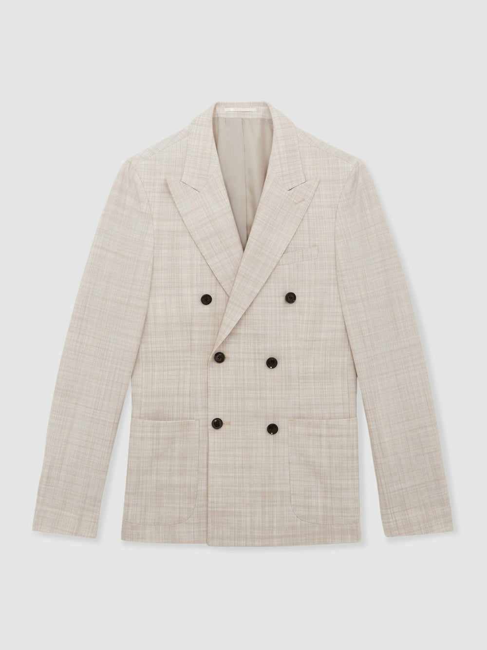 Double-Breasted Check Suit Blazer Regular-Fit Stone | Men