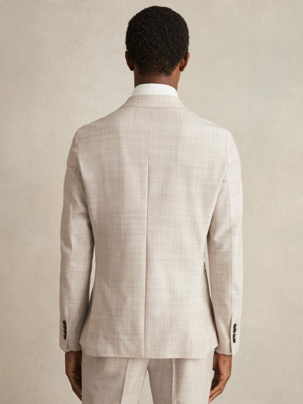 Double-Breasted Check Suit Blazer Regular-Fit Stone | Men