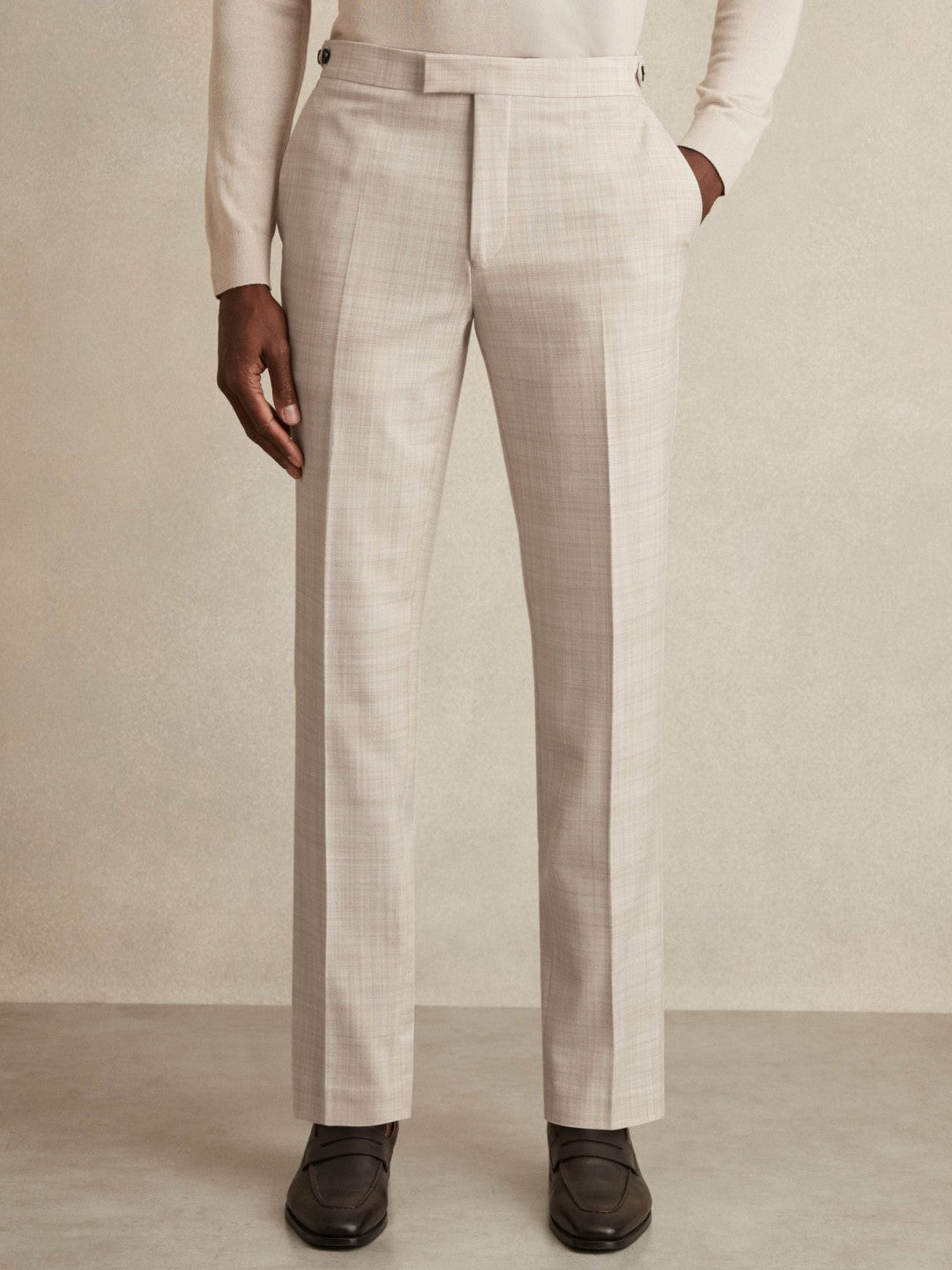 Check Regular-Fit Suit Trousers Stone | Men