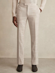 Check Regular-Fit Suit Trousers Stone | Men