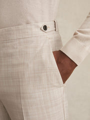 Check Regular-Fit Suit Trousers Stone | Men