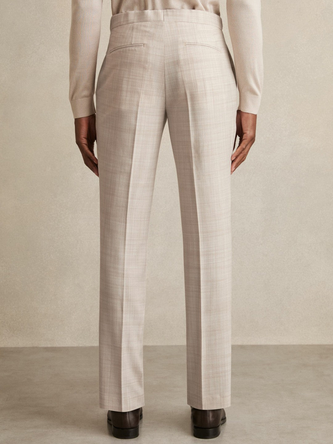 Check Regular-Fit Suit Trousers Stone | Men
