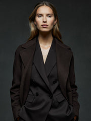 Petite Wool Blend Double Breasted Blindseam Coat Chocolate | Women