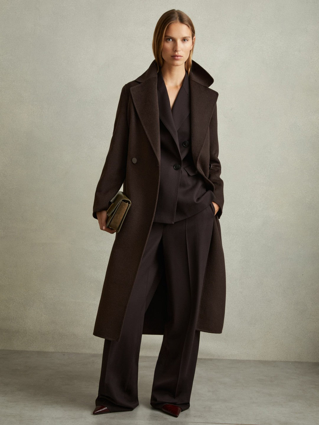 Petite Wool Blend Double Breasted Blindseam Coat Chocolate | Women