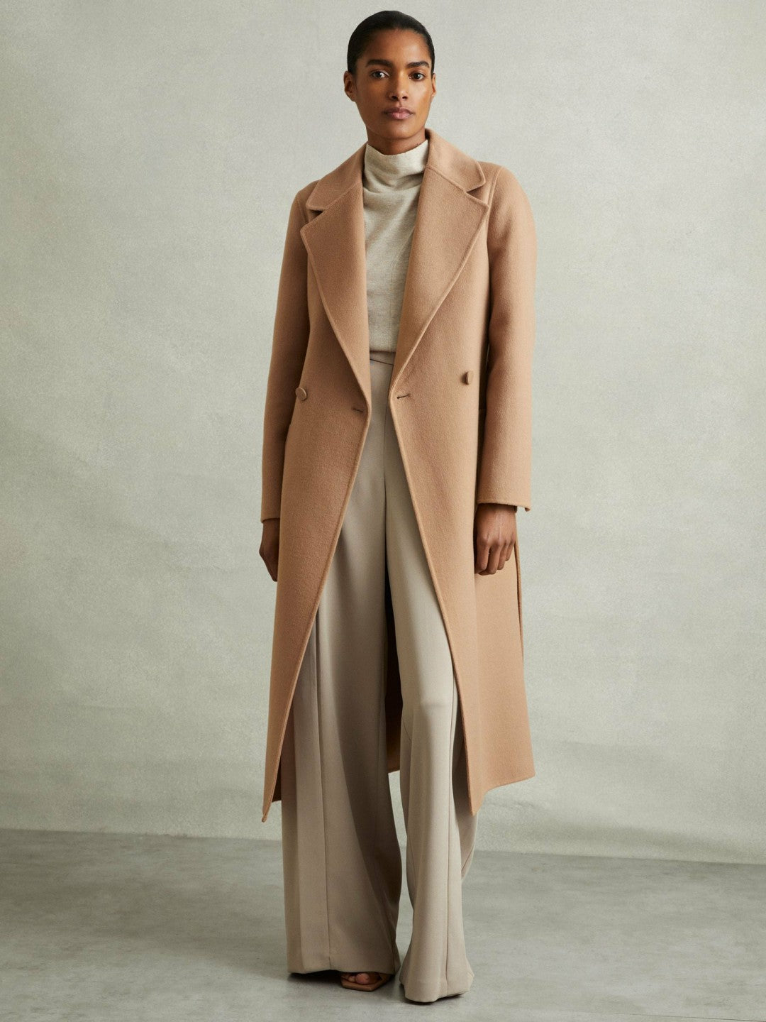 Petite Wool Blend Double Breasted Blindseam Coat Light Camel | Women