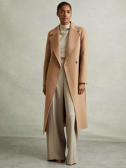 Petite Wool Blend Double Breasted Blindseam Coat Light Camel | Women