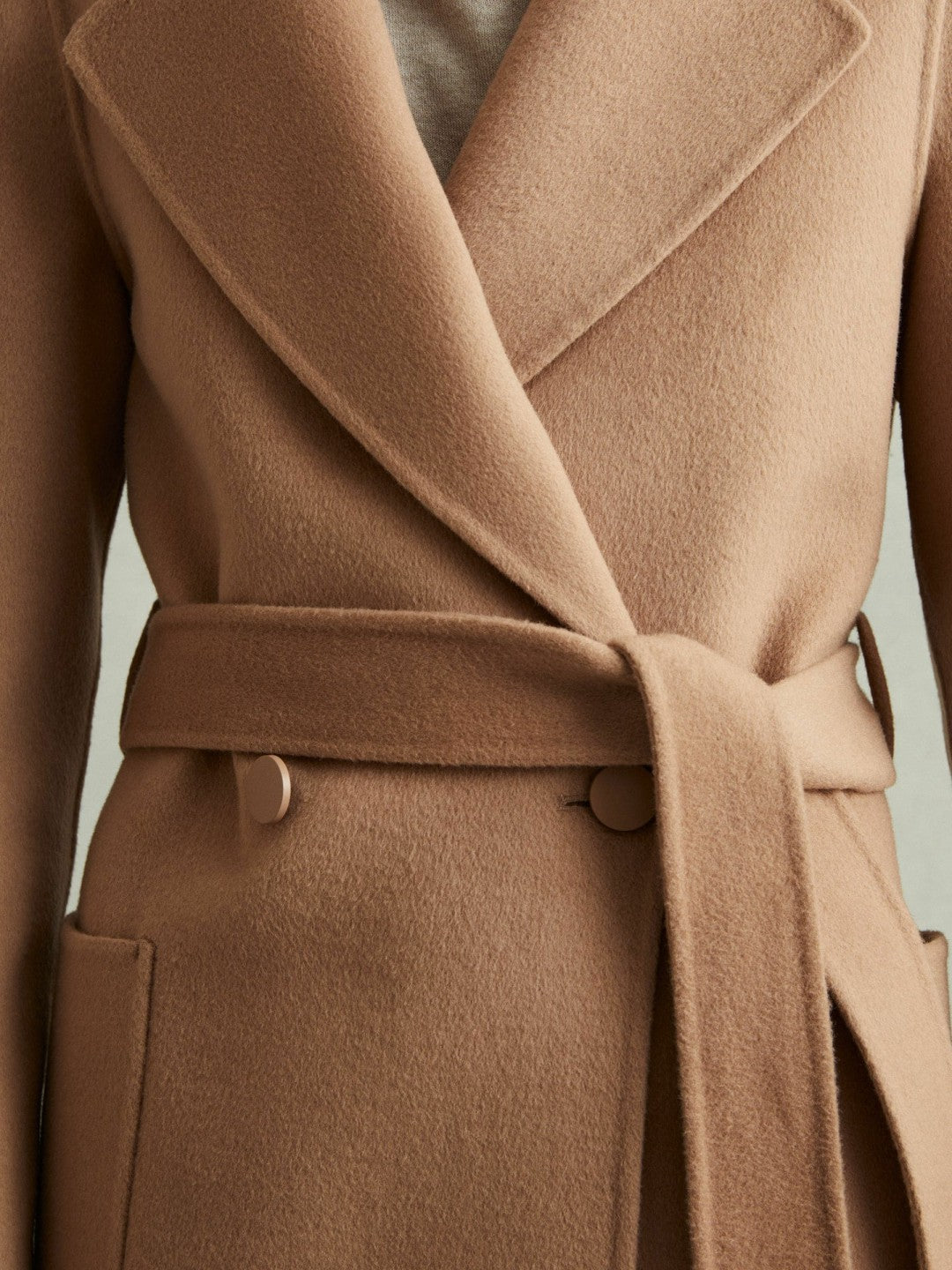 Wool Blend Double Breasted Blindseam Coat Light Camel | Women
