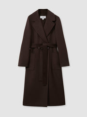 Wool Blend Double Breasted Blindseam Coat Chocolate | Women