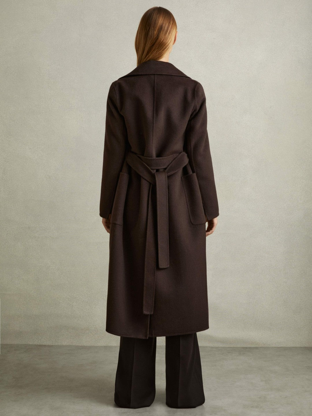 Wool Blend Double Breasted Blindseam Coat Chocolate | Women