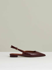 Leather Slingback Ballerina Pumps Oxblood | Women