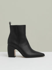 Leather Blocked Heel Ankle Boots Black | Women